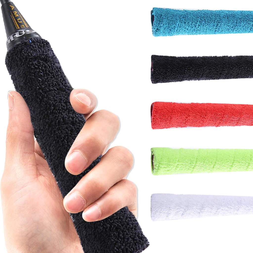 Proberos 5 Rolls Racquet Towel Grip, Towel Grip for Badminton Racquet, 5 Colors Cotton grip for Badminton Racket Sweatband Tape Anti-Skid Towel Grip Tape Proberos 5 Rolls Racquet Towel Grip, Towel Grip for Badminton Racquet, 5 Colors Cotton grip for Badminton Racket Sweatband Tape Anti-Skid Towel Grip Tape
